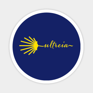 Ultreia Typography Santiago Compostela Yellow Scallop Shell Magnet